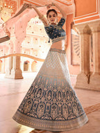 Myra Navy Blue Designer Hand work Lehenga | Grocsy