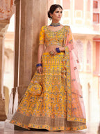 Myra Mustard Yellow Designer Hand work Lehenga | Grocsy