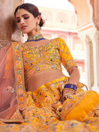 Myra Mustard Yellow Designer Hand work Lehenga | Grocsy