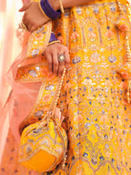 Myra Mustard Yellow Designer Hand work Lehenga | Grocsy
