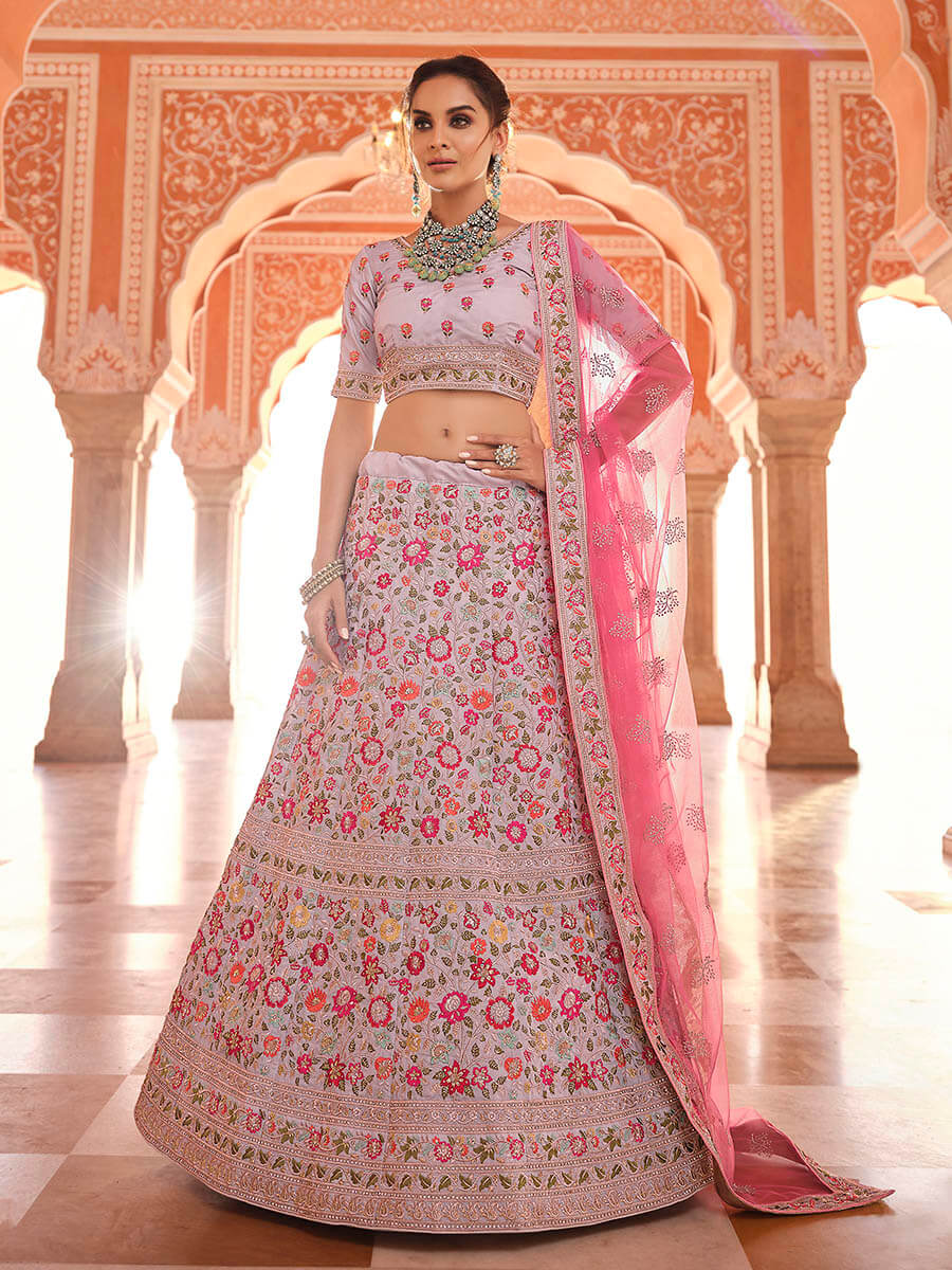 Myra Dusty Pink Designer Hand work Lehenga | Grocsy