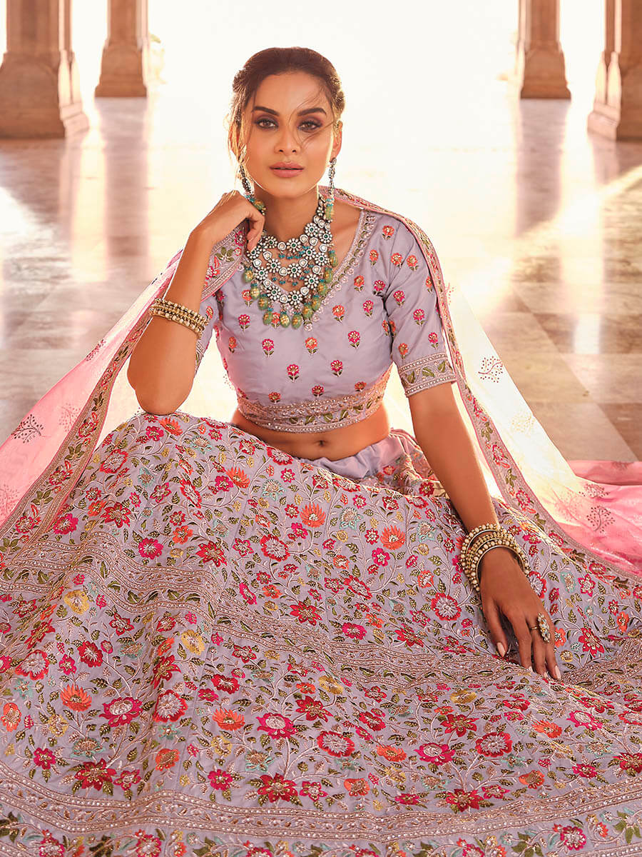 Myra Dusty Pink Designer Hand work Lehenga | Grocsy