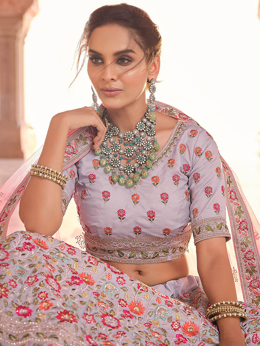 Myra Dusty Pink Designer Hand work Lehenga | Grocsy