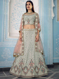 Myra Grey Georgette Embroidered Lehenga | Grocsy