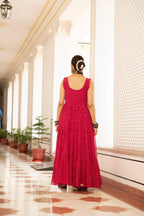 Prazu Fashion Red Georgette Bandhani Print Work With Kutchi Patch work Navaratri Gown | Grocsy