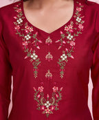Prazu Fashion Red Viscose Silk Embroidered Salwar Suit | Grocsy