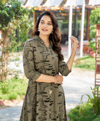 Prazu Fashion Beige Reyon Cotton Print Kurti With Pant | Grocsy