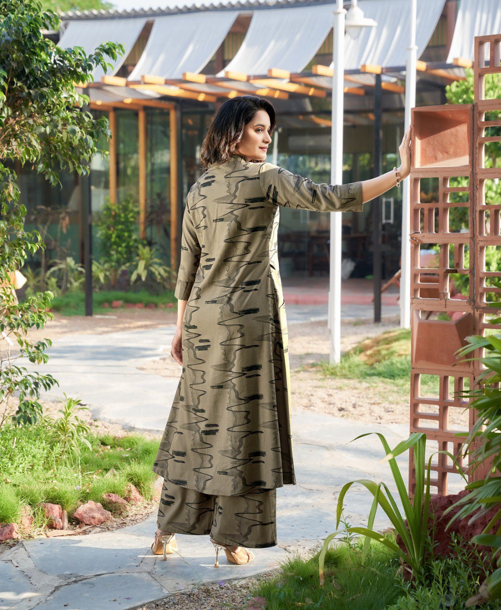 Prazu Fashion Beige Reyon Cotton Print Kurti With Pant | Grocsy