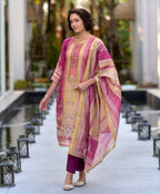Prazu Fashion Pink Silk Blend Printed Designer Salwar Suit | Grocsy