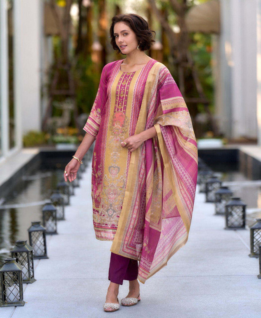 Prazu Fashion Pink Silk Blend Printed Designer Salwar Suit | Grocsy
