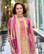 Prazu Fashion Pink Silk Blend Printed Designer Salwar Suit | Grocsy
