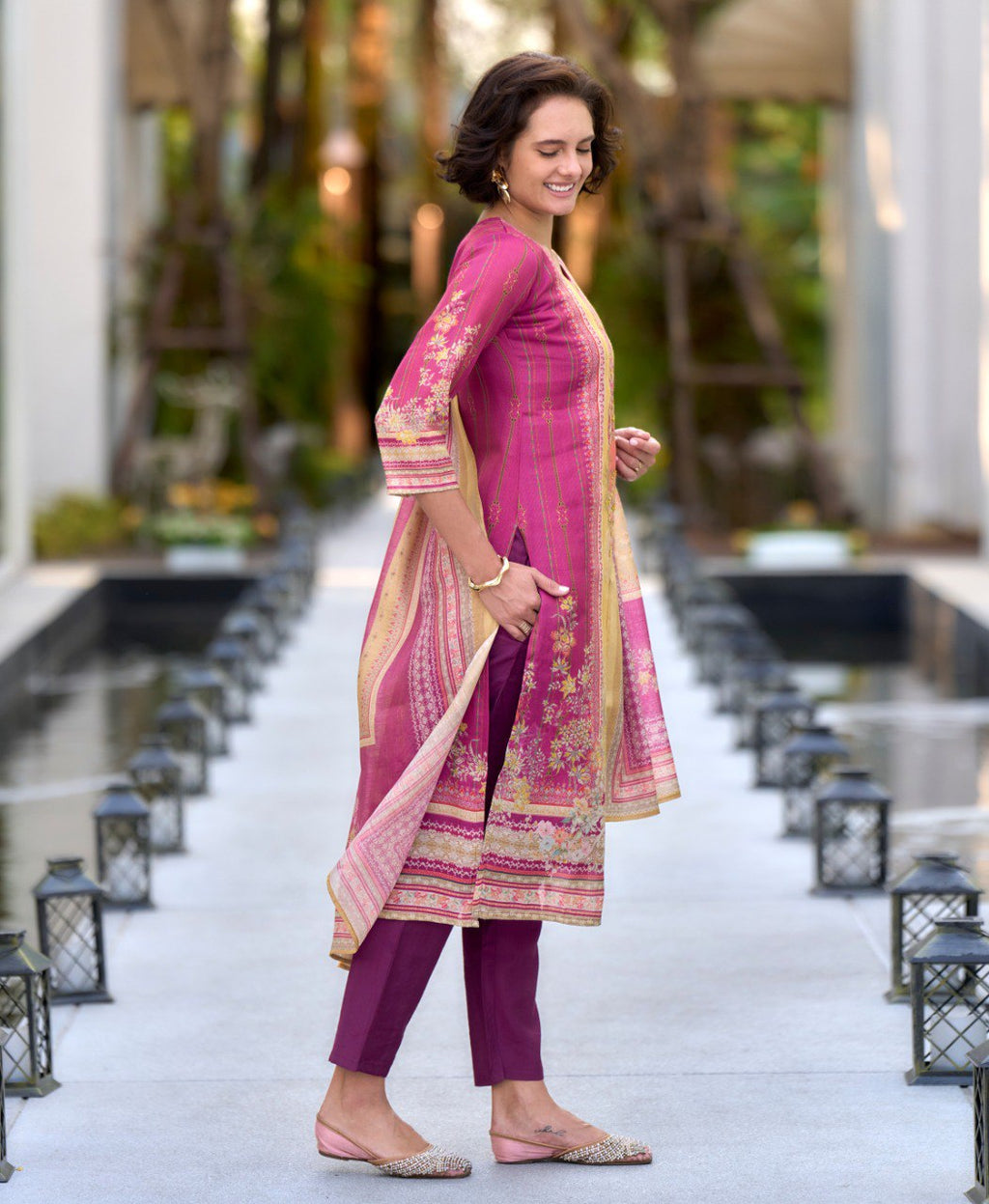 Prazu Fashion Pink Silk Blend Printed Designer Salwar Suit | Grocsy