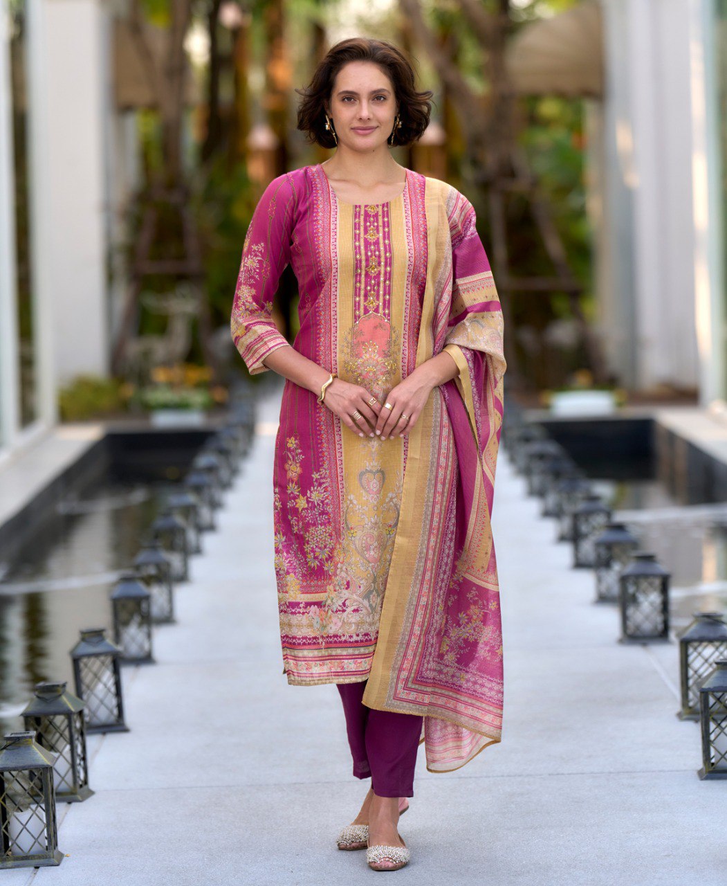 Prazu Fashion Pink Silk Blend Printed Designer Salwar Suit | Grocsy