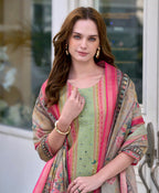 Prazu Fashion Light Green Silk Blend Designer Salwar Suit | Grocsy