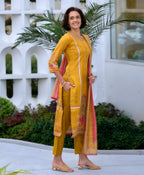 Prazu Fashion Yellow Silk Blend Embroidered Salwar Suit | Grocsy