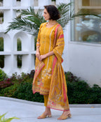 Prazu Fashion Yellow Silk Blend Embroidered Salwar Suit | Grocsy