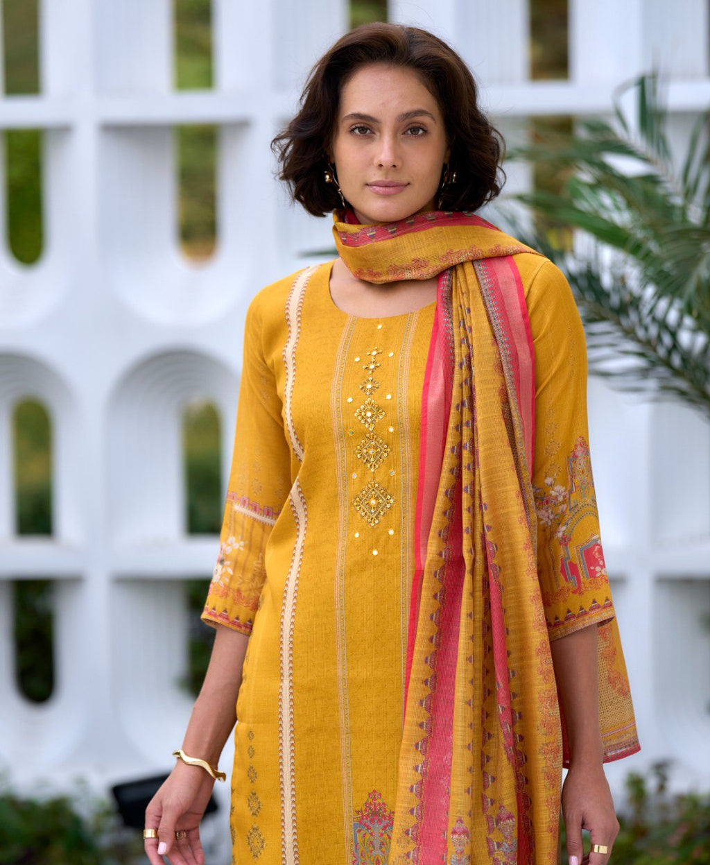 Prazu Fashion Yellow Silk Blend Embroidered Salwar Suit | Grocsy