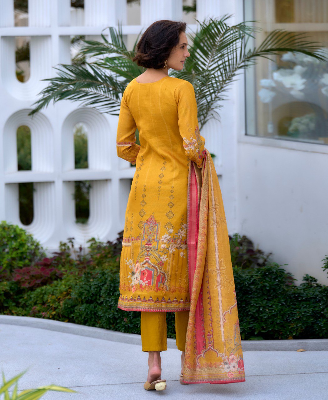 Prazu Fashion Yellow Silk Blend Embroidered Salwar Suit | Grocsy