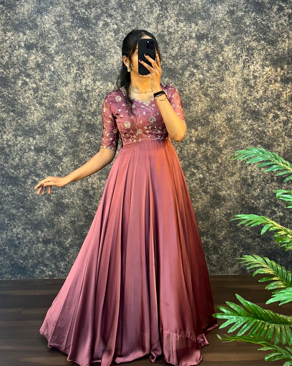 Prazu Fashion Onion Pink Silk Embroidered Gown With Dupatta | Grocsy