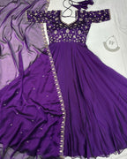 Prazu Fashion Purple Silk Embroidred Gown With Dupatta | Grocsy