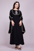 Prazu Fashion Black Vichitra Silk Embroidered Salwar Suit | Grocsy