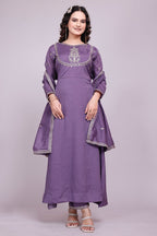 Prazu Fashion Lavender Vichitra Silk Embroidered Salwar Suit | Grocsy