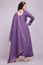 Prazu Fashion Lavender Vichitra Silk Embroidered Salwar Suit | Grocsy
