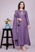 Prazu Fashion Lavender Vichitra Silk Embroidered Salwar Suit | Grocsy