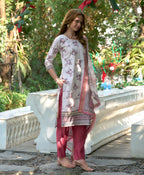 Prazu Fashion Off White Cotton Leaf Embroidered Kurta Set | Grocsy