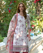 Prazu Fashion Off White Cotton Leaf Embroidered Kurta Set | Grocsy