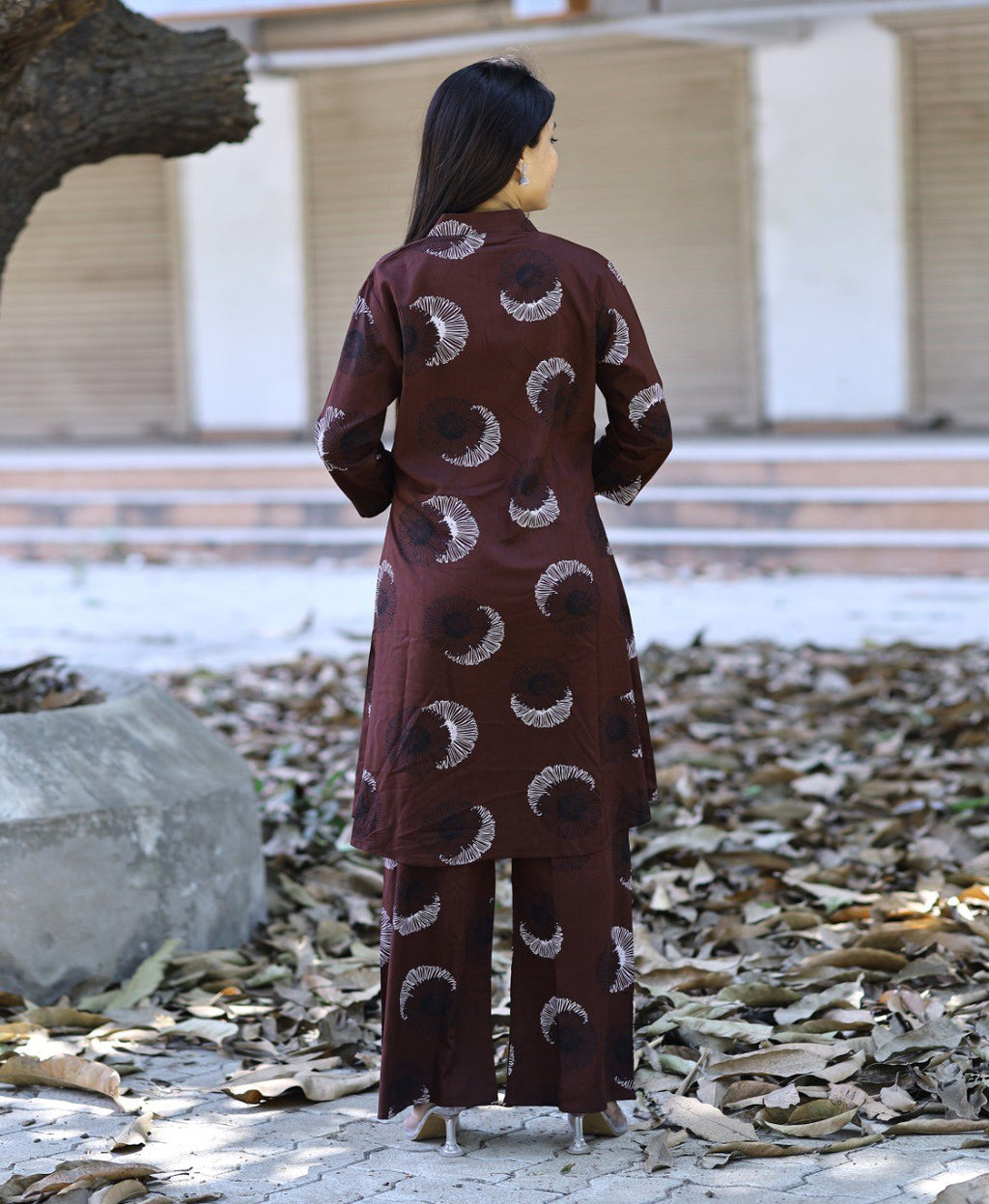 Prazu Fashion Brown Reyon Viscose Print Kurti With Pant | Grocsy