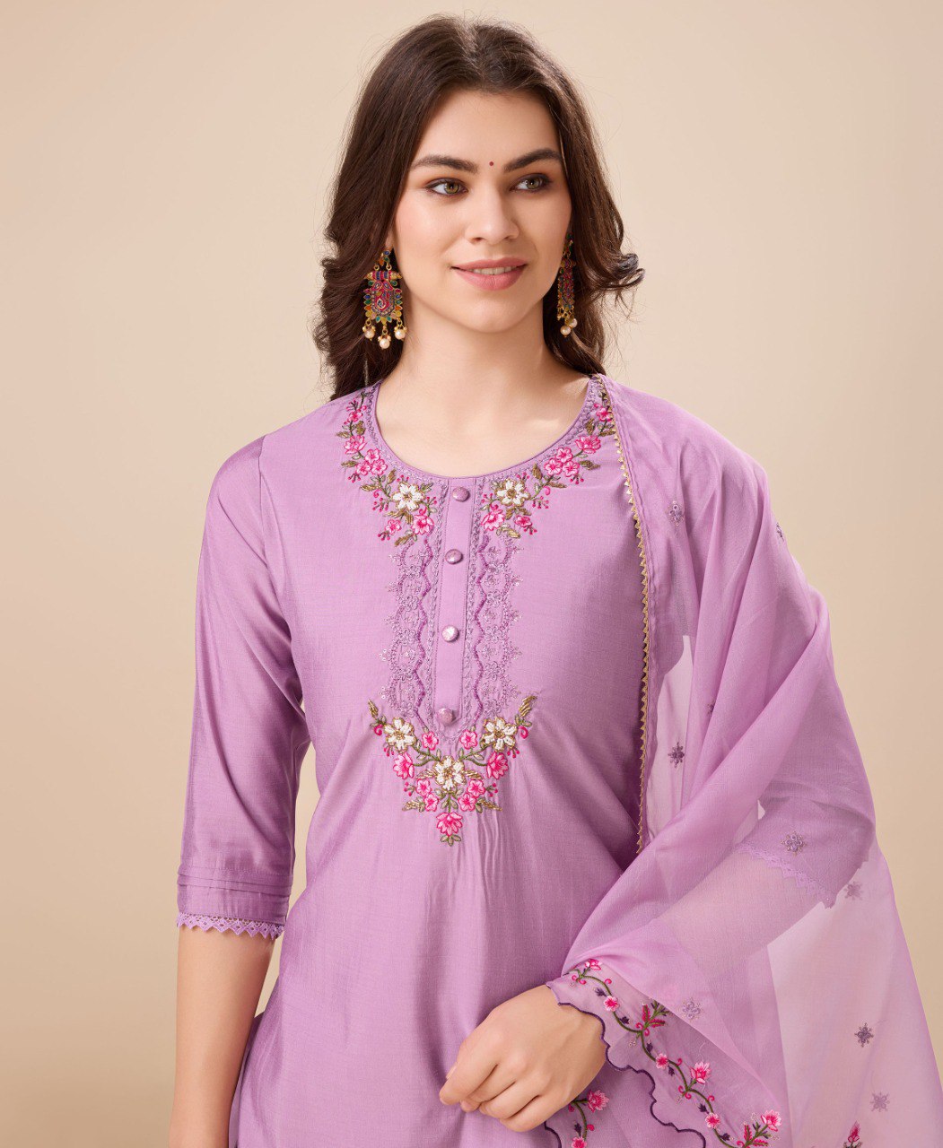 Prazu Fashion Lavender Viscose Silk Embroidered Kurta Set With Dhoti Pant | Grocsy