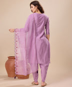 Prazu Fashion Lavender Viscose Silk Embroidered Kurta Set With Dhoti Pant | Grocsy