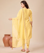 Prazu Fashion Yellow Viscose Silk Embroidered Kurta Set With Dhoti Pant | Grocsy