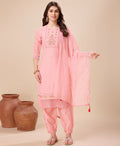 Prazu Fashion Peach Viscose Silk Embroidered Kurta Set With Afghani Salwar | Grocsy