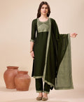 Prazu Fashion Green Vichitra Silk Jacquard Salwar Suit | Grocsy