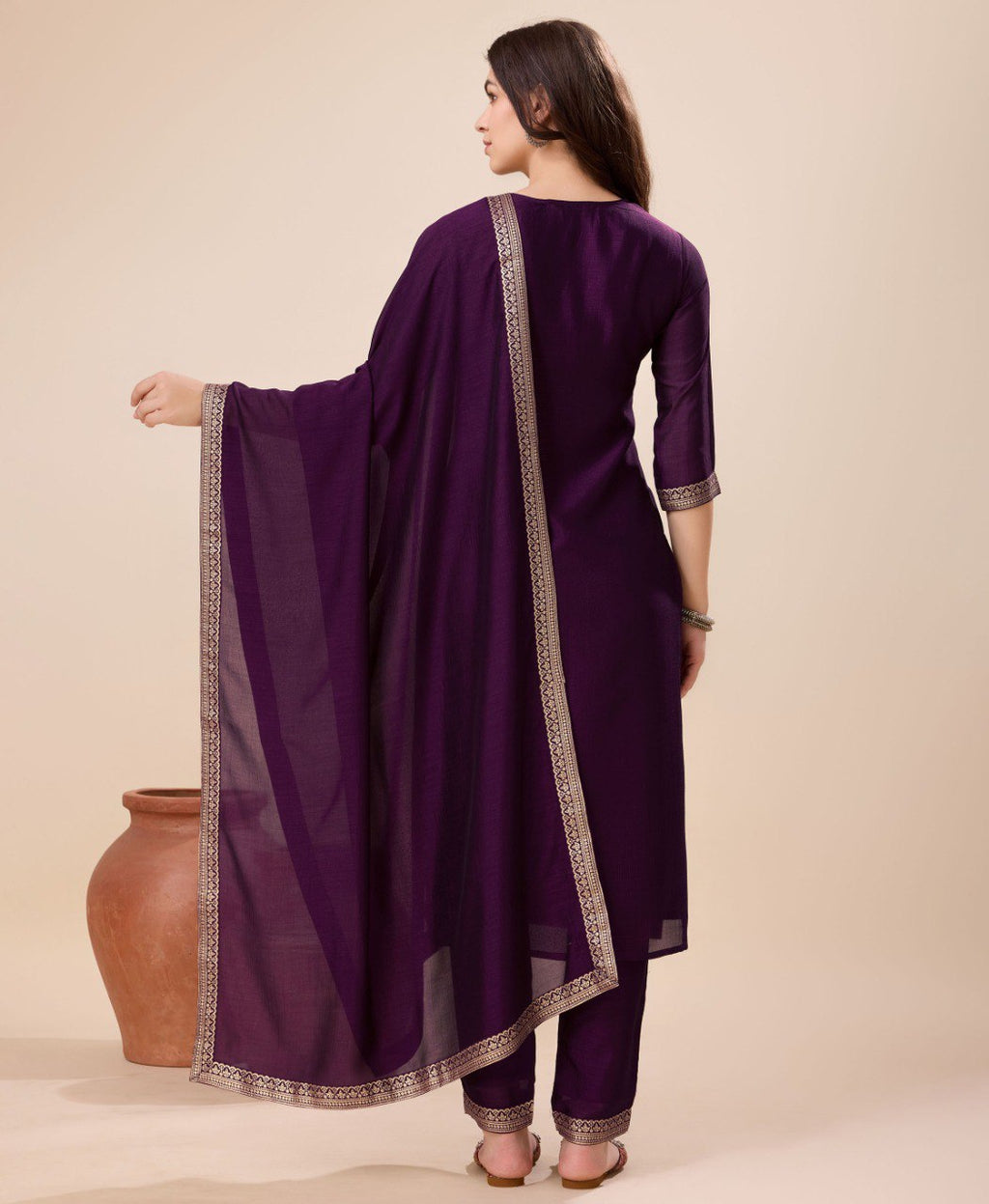 Prazu Fashion Purple Vichitra Silk Jacquard Salwar Suit | Grocsy