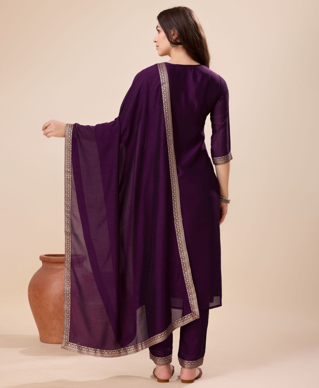 Prazu Fashion Purple Vichitra Silk Jacquard Salwar Suit | Grocsy