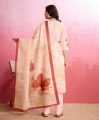 Prazu Fashion Peach Crepe Printed Designer Kurta Set | Grocsy