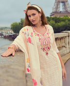Prazu Fashion Off-White Chanderi Silk Chikankari Embroidered Kurta Set | Grocsy