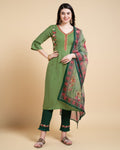 Prazu Fashion Mahendi Reyon Embroidered Kurta Set | Grocsy
