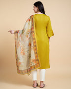 Prazu Fashion Yellow Reyon Embroidered Kurta Set | Grocsy
