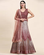 Maroon Organza Mirror With Coding Work Lehenga Choli with Dupatta - Tanya | Grocsy