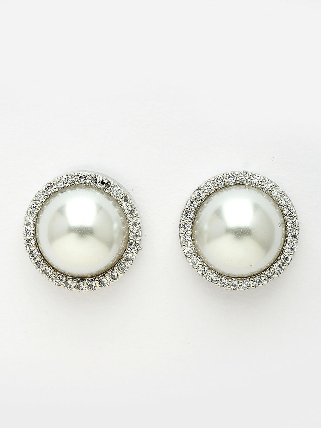 NVR Women's Silver-Toned AD Studded Studs Earring