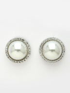 NVR Women's Silver-Toned AD Studded Studs Earring
