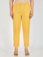 Aramya Yellow Soft Cotton Floral Print Straight Kurta Set for Women | Grocsy