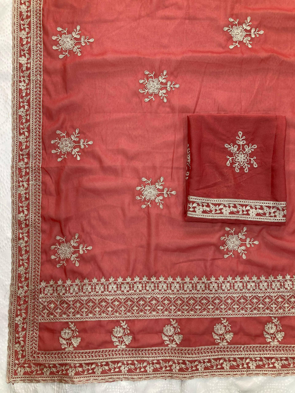 Teeya Creation Womens New Latest Party Wear Soft Georgette Saree-Peach | Grocsy
