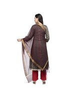 A R Silk Women's Chanderi Zari Embroidery Wine Regular Dupatta | Grocsy