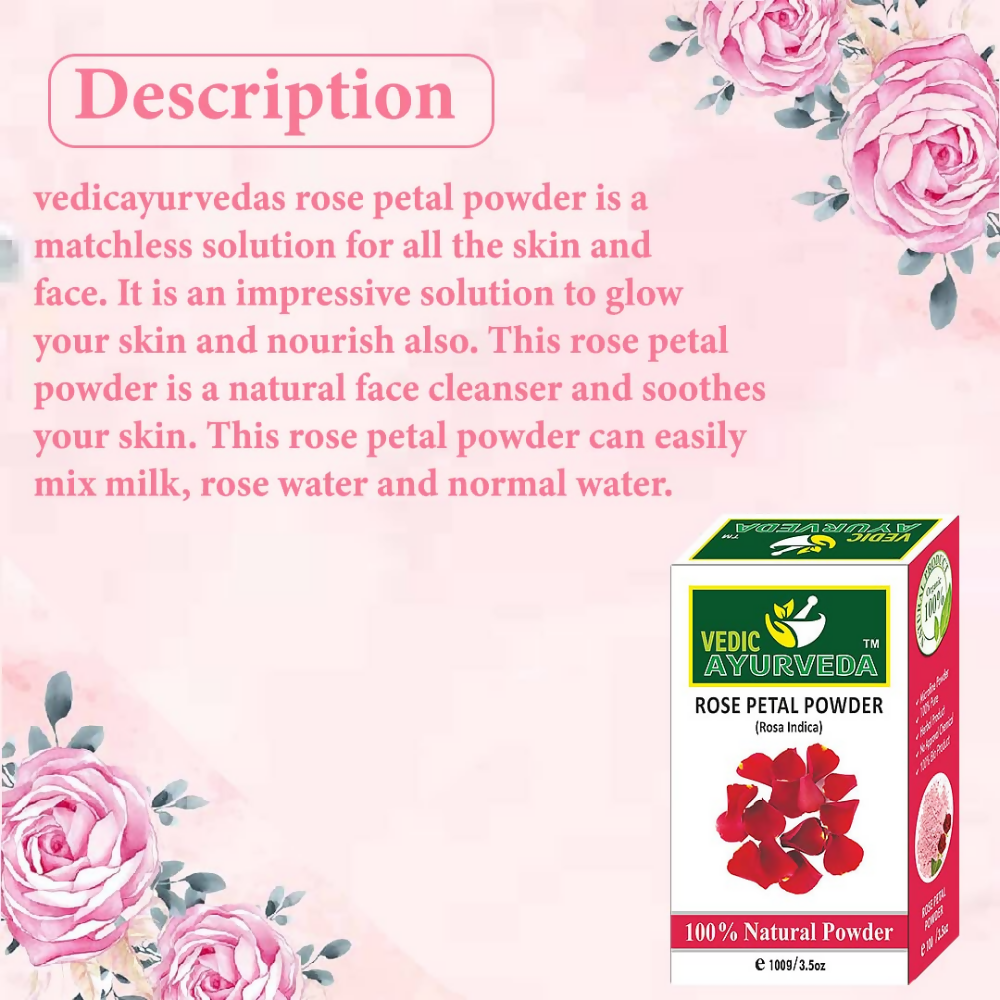 VedicAyurveda Rose Petals Powder | Grocsy