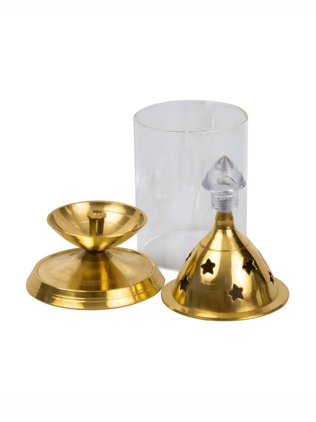 Spillbox Gold-Toned Brass Glass Udupi Diya Pooja Essential | Grocsy